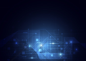 Abstract background with technology circuit board texture. Electronic motherboard illustration. Communication and engineering concept. Vector illustration