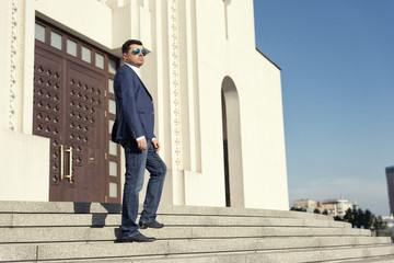 Lonely man dressed in business style