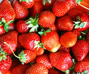 Ripe red strawberries.