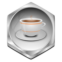 Button with a Cup of Coffee - 3D illustration