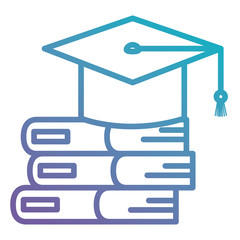 books school pile with hat graduation vector illustration design