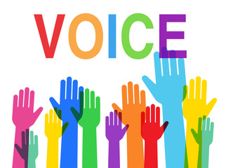 Obraz premium 手をあげる人々のイラスト_VOICE