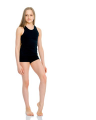 The little girl is full-length.