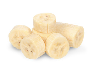 Slice banana isolated on white with clipping path