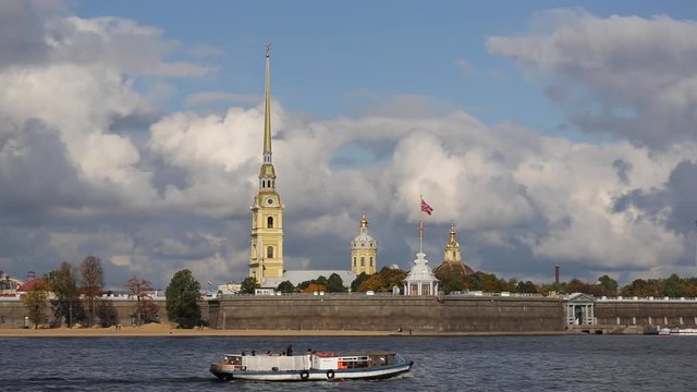 Russia, Saint Petersburg, Peter and Paul Fortress on Neva riverside, classified as World Heritage by UNESCO