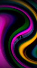 Fluid rainbow colors on black background, vector wave lines and swirls
