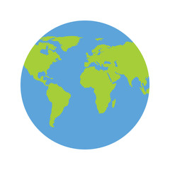 Earth icon, globe in trendy flat style isolated on white background. Earth planet world map. Vector.