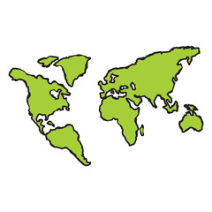 Fototapeta na wymiar World map globe line hand sketch doodle illustration. Vector.