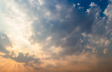 colorful dramatic sky with cloud at sunset.