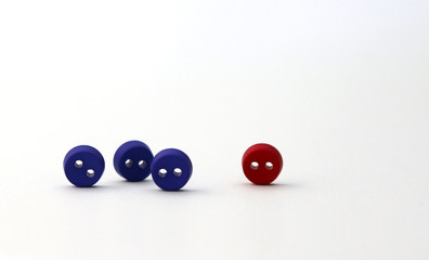 Three blue buttons and a red button.
