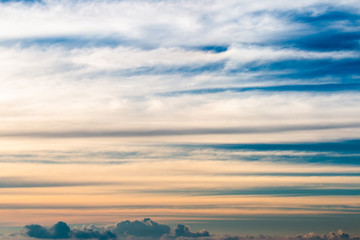 colorful dramatic sky with cloud at sunset.