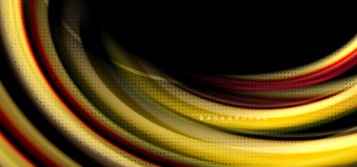 Multicolored wave lines on black background design