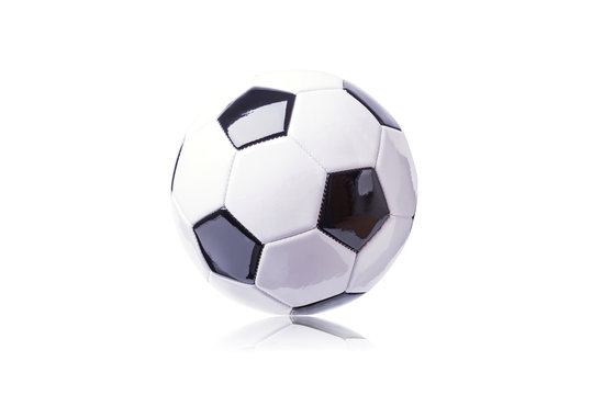 Isolated image of a leather soccer ball.