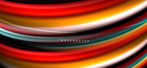 Multicolored wave lines on black background design