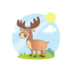 the deer cartoons are relaxing in the summer