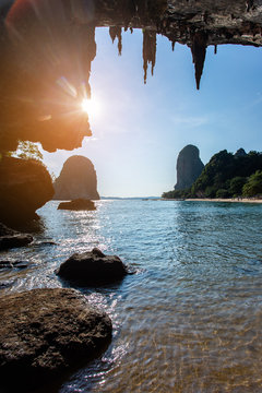 Famous Phranang cave at Raylay Railay Beach Krabi Thailand