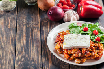 Baked giant beans with feta cheese
