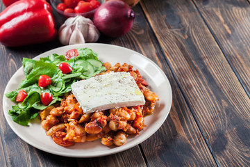 Baked giant beans with feta cheese