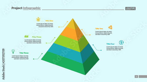 five level pyramid chart. diagram, slide, template. creative concept five level pyramid chart. diagram, slide, template. creative concept, Presentation Pyramid Template, Presentation templates
