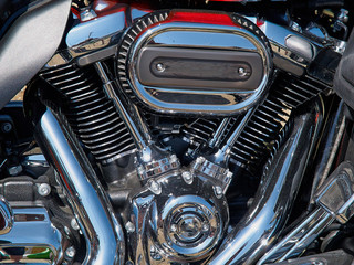 Fototapeta na wymiar Motorcycle bike chrome engine and exhaust