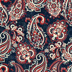 Materiał do szycia paisley seamless Vector pattern. batik style background