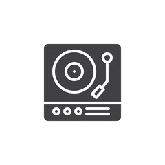 Turntable vector icon. filled flat sign for mobile concept and web design. Dj player solid icon. Gramophone symbol, logo illustration. Pixel perfect vector graphics