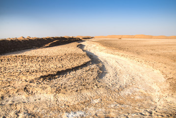 Salt river at the Dasht-e Lut desert near Kerman, Iran.