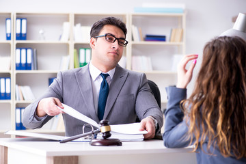 Lawyer discussing legal case with client