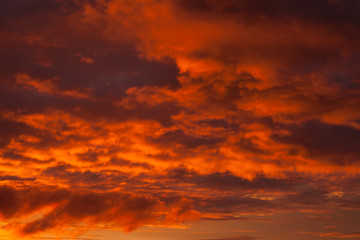 Naklejka na ściany i meble Red cloudy sky at sunset