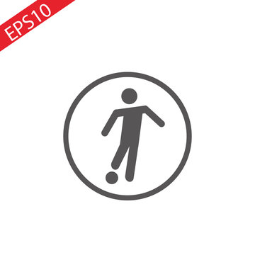 Soccer player kicking the ball detailed silhouette . Football forward icon. sticik