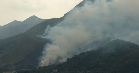Serious of Fire accident on mountain with helicopter rescue