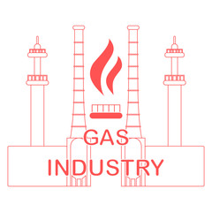 Gas processing plant.Gas burner with flame.
