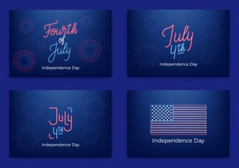 July 4th. Holiday banners for USA Independence Day. Set of modern cards, invitations, web banners for July Fourth