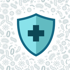 hygienic shield protecting from virus, germs and bacteria. Flat style vector illustration.
