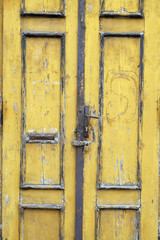 Detail of the yellow door in old town Gradec in Zagreb, Croatia