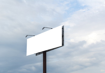 Billboard with white space Blue sky and clouds on background