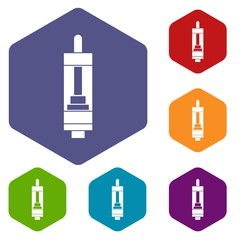 Clearomizer for cigarette icons set rhombus in different colors isolated on white background
