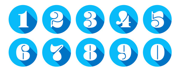 Numbers / Blue circle Icons