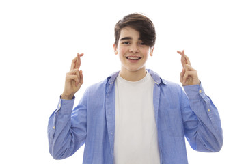 portrait of young teenager isolated in white background