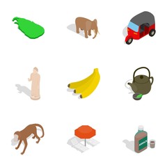 Sri Lanka cultural icons set. Isometric 3d illustration of 9 Sri Lanka cultural vector icons for web