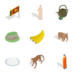 Welcome to Sri Lanka icons set. Isometric 3d illustration of 9 welcome to Sri Lanka vector icons for web