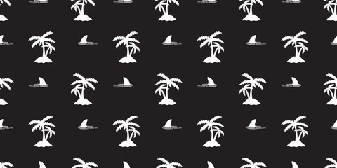 palm tree seamless pattern coconut tree vector shark fin dolphin whale ocean wave island tropical isolated wallpaper background