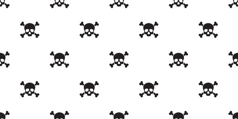 pirated seamless pattern Skull cross bone vector Halloween wallpaper background isolated