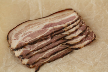 Slices of bacon. Brisket