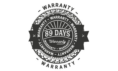 89 days warranty icon vintage rubber stamp guarantee