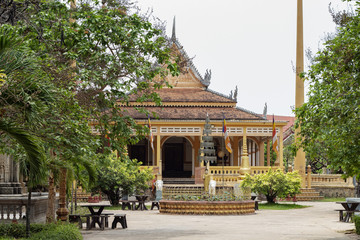 Buddhist architecture in Wat Damnak pagoda, Siem Reap, Cambodia. Traditional thai or khmer pagoda.