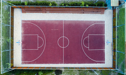 Obraz premium Top view of a basketball court without people.