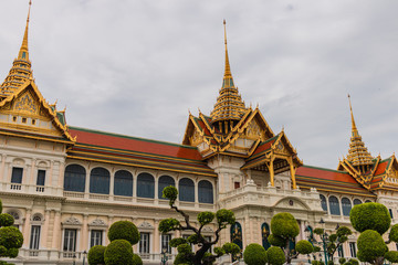 Fototapeta premium Temple of the Emerald Buddha is Wat Phra Kaew or Wat Phra Si Rattana Satsadaram. It is regarded as the most sacred Buddhist temple (wat) in Thailand.