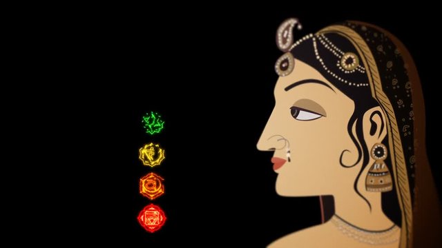 Indian Hindu Woman and the Seven Chakras
