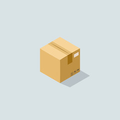Isometric cardboard box vector illustration. Realistic delivery parcel carton box icon.